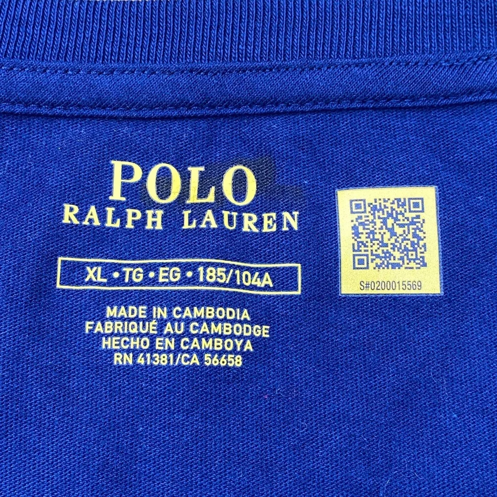 Polo Ralph Lauren V-Neck T-Shirt Men XL Classic Cotton Royal Blue Heritage